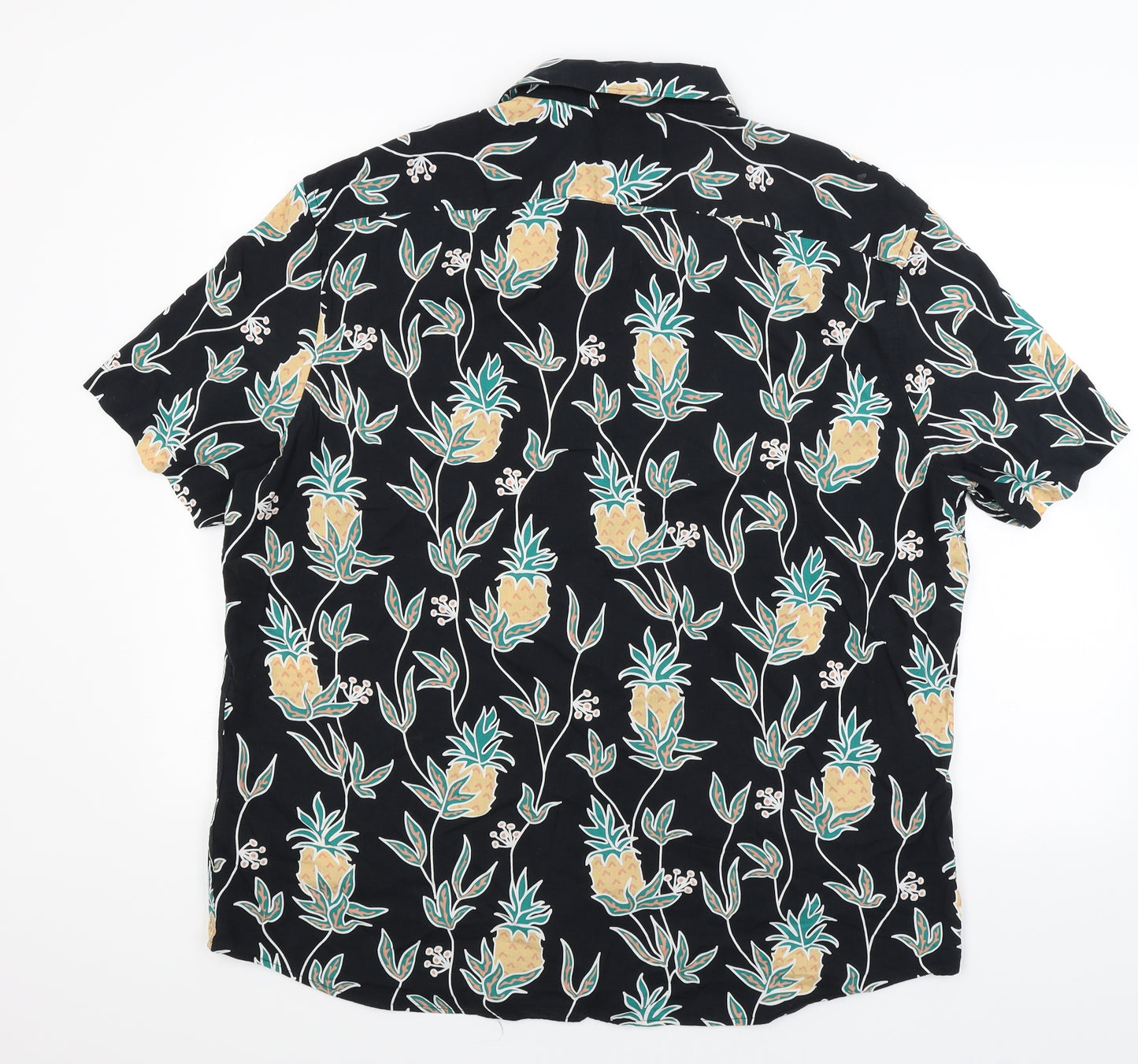 M&S Mens Black Floral   Dress Shirt Size 2XL