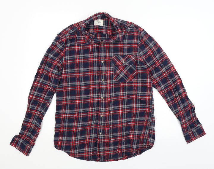 Cedar Wood State Mens Blue Plaid Button-Up Size M
