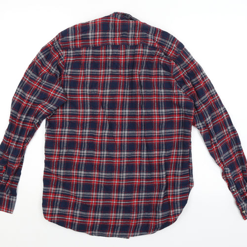Cedar Wood State Mens Blue Plaid   Button-Up Size M