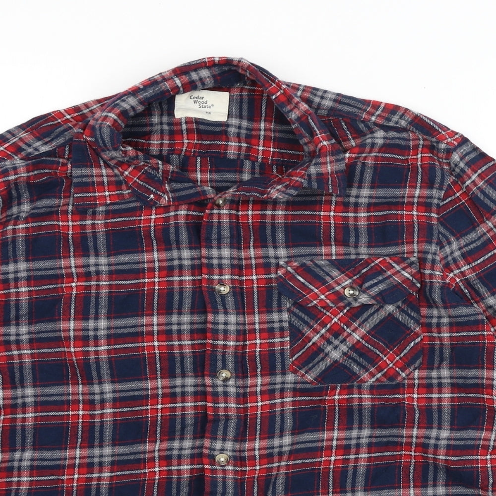 Cedar Wood State Mens Blue Plaid   Button-Up Size M
