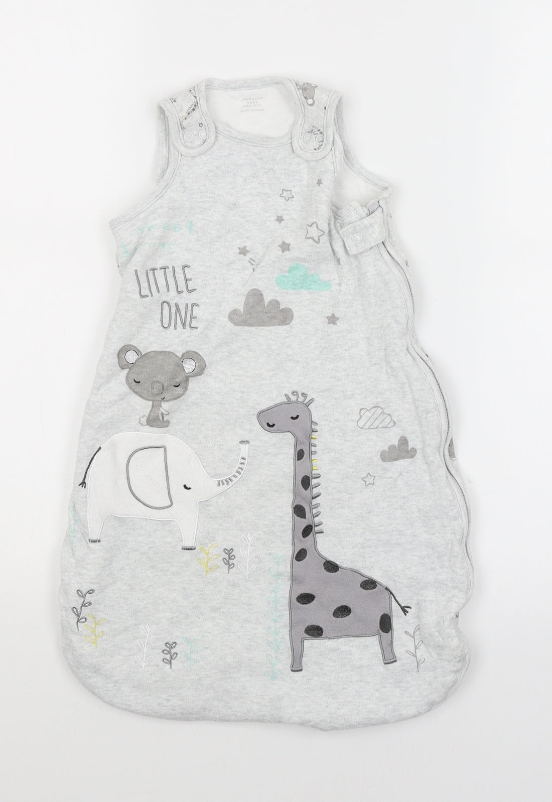 Primark Baby Grey   Babygrow One-Piece Size 3-6 Months  - Animals