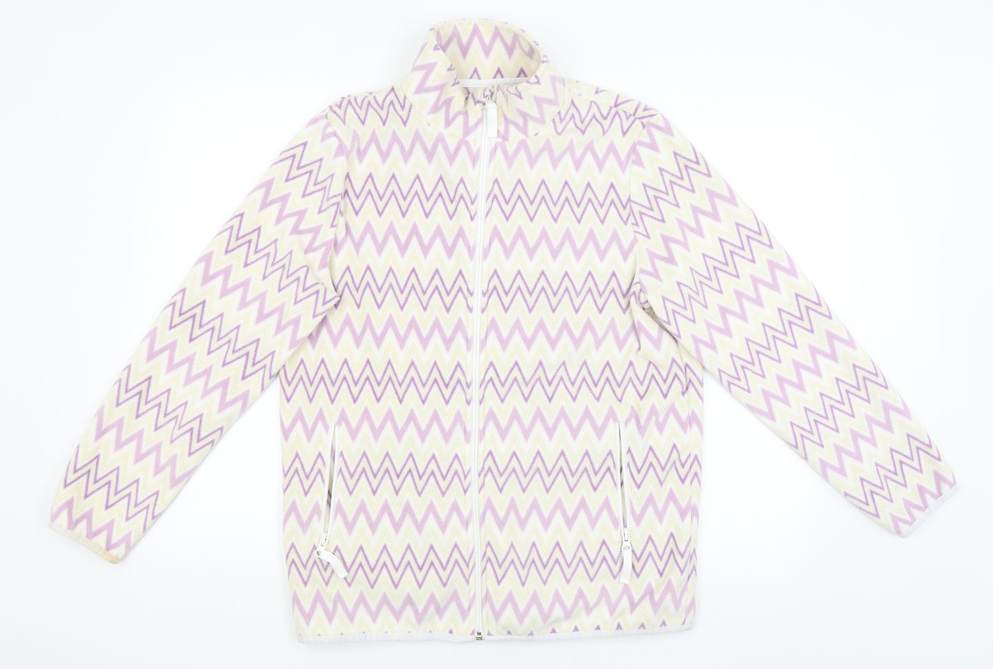Damart Womens Purple Striped  Full Zip Jumper Size 16