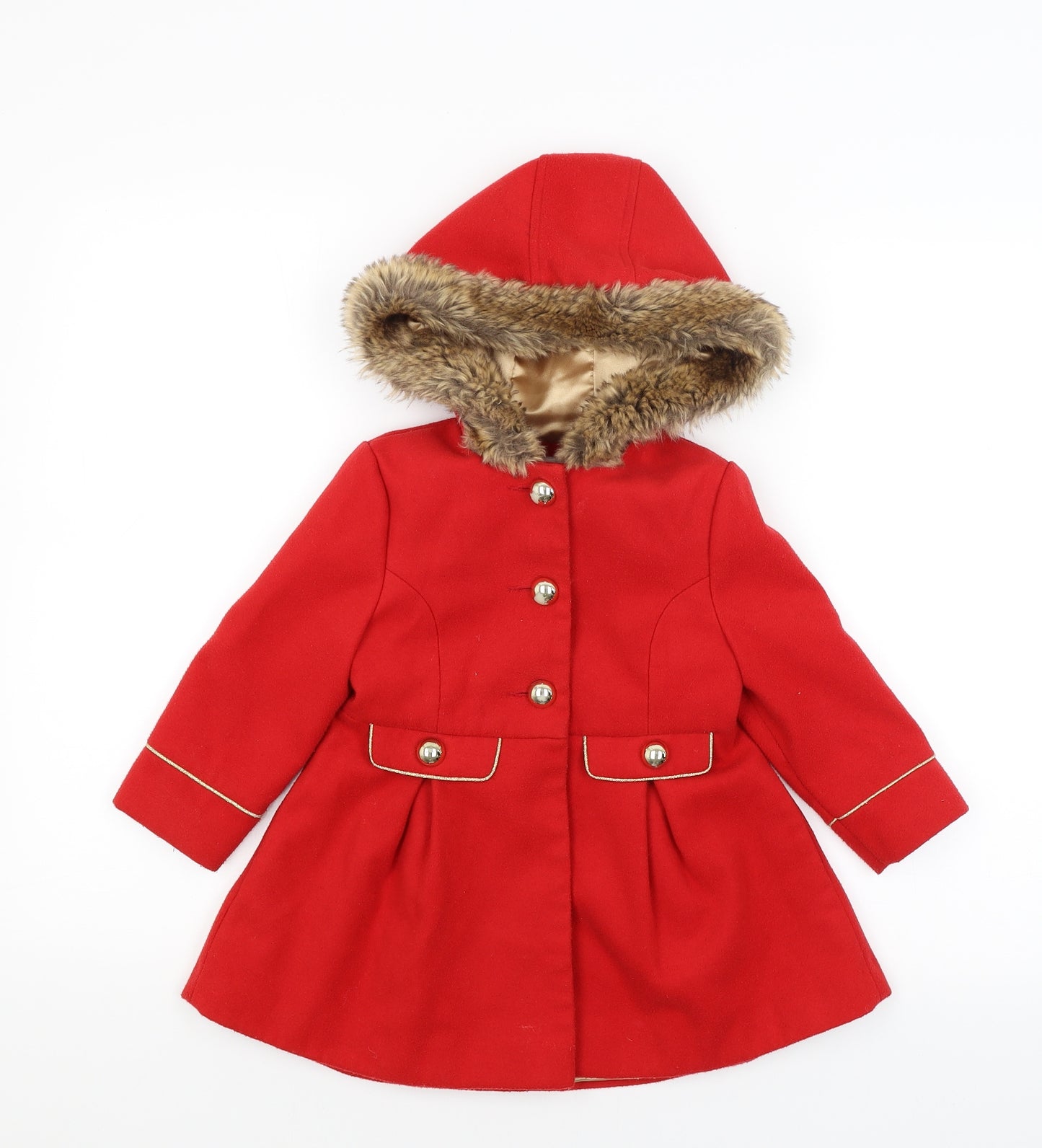 F&F Girls Red   Overcoat Coat Size 2-3 Years