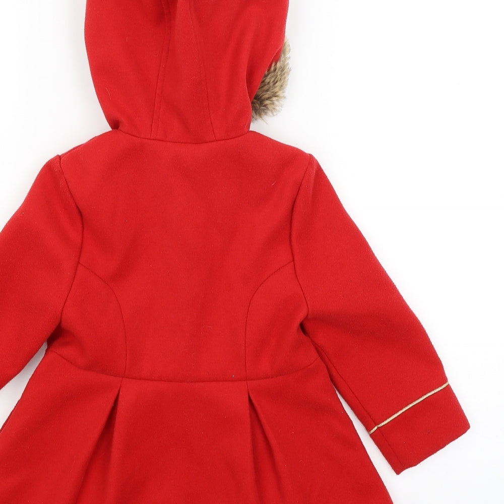 F&F Girls Red   Overcoat Coat Size 2-3 Years