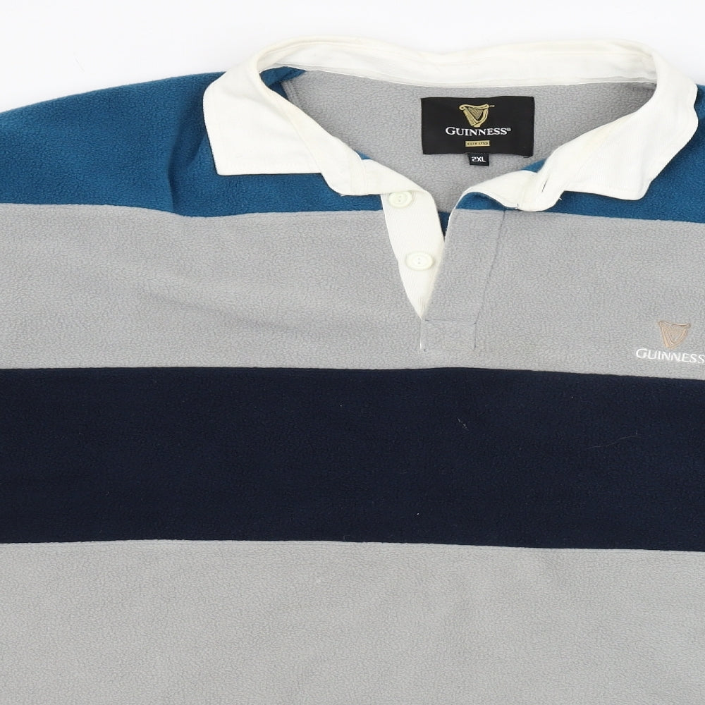 Guinness Mens Blue Striped  Pullover Jumper Size 2XL