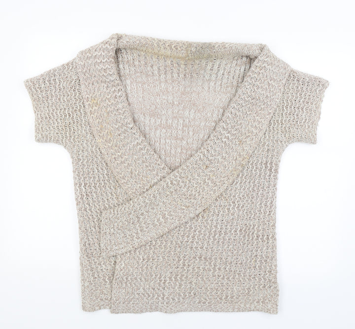 BM Womens Brown Wrap Jumper Size S