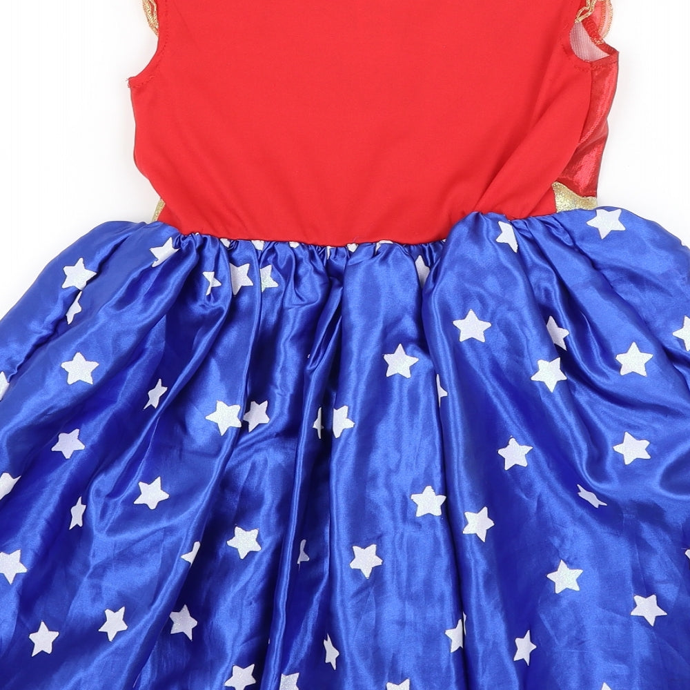 George Girls Blue   Fit & Flare  Size 7-8 Years  - Wonder Woman