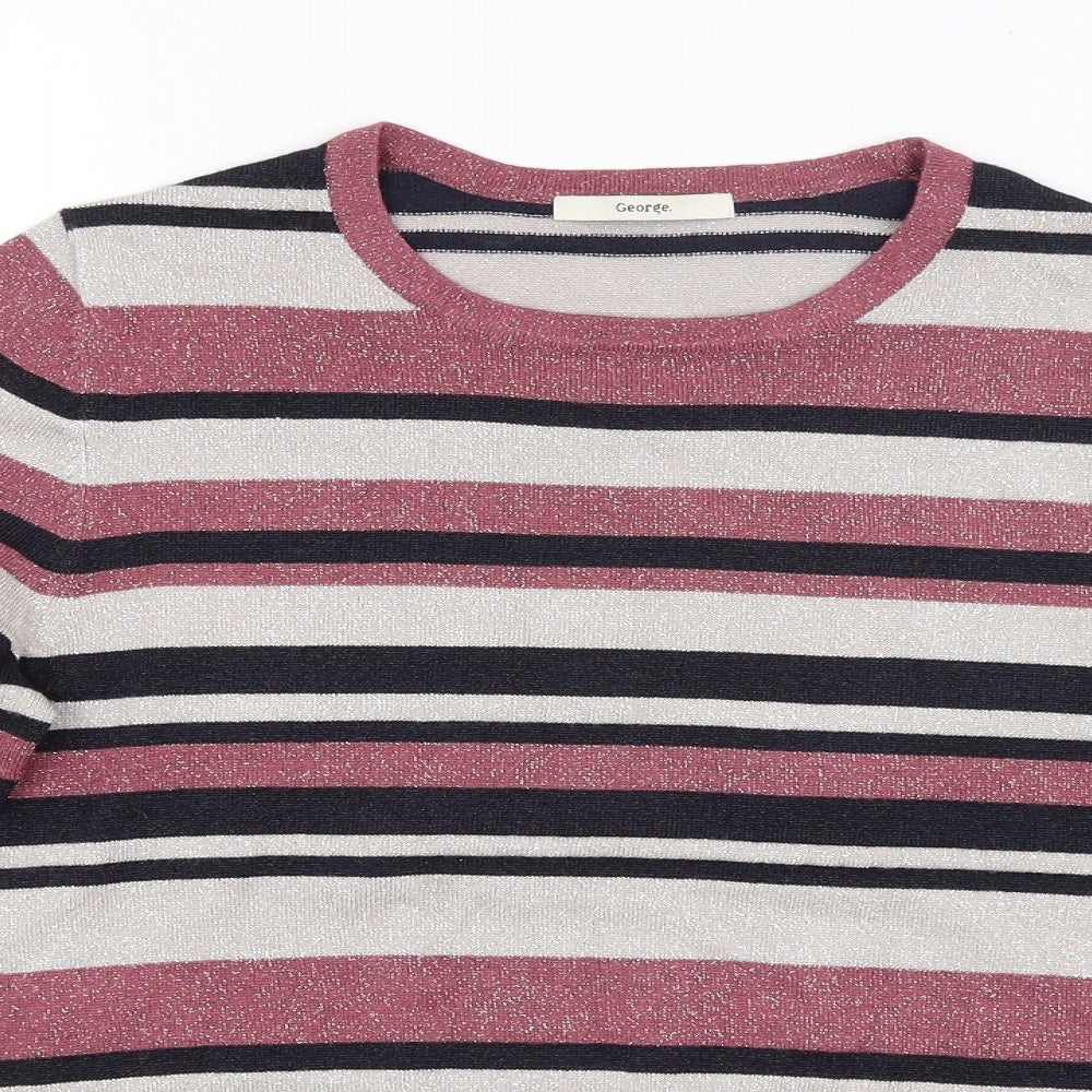 George Womens Purple Striped  Pullover Jumper Size 10