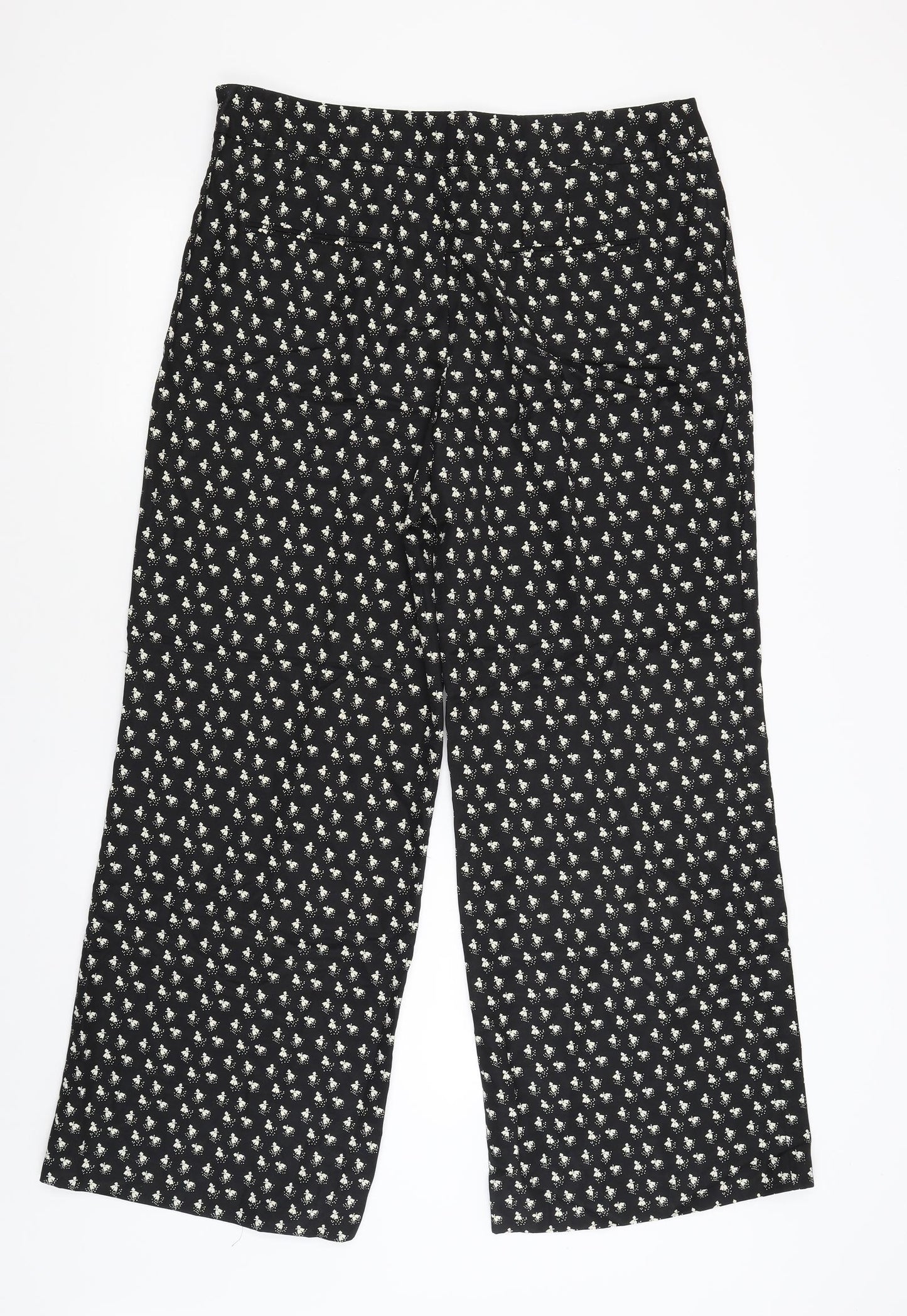 NEXT Womens Black Floral  Trousers  Size 16 L30 in