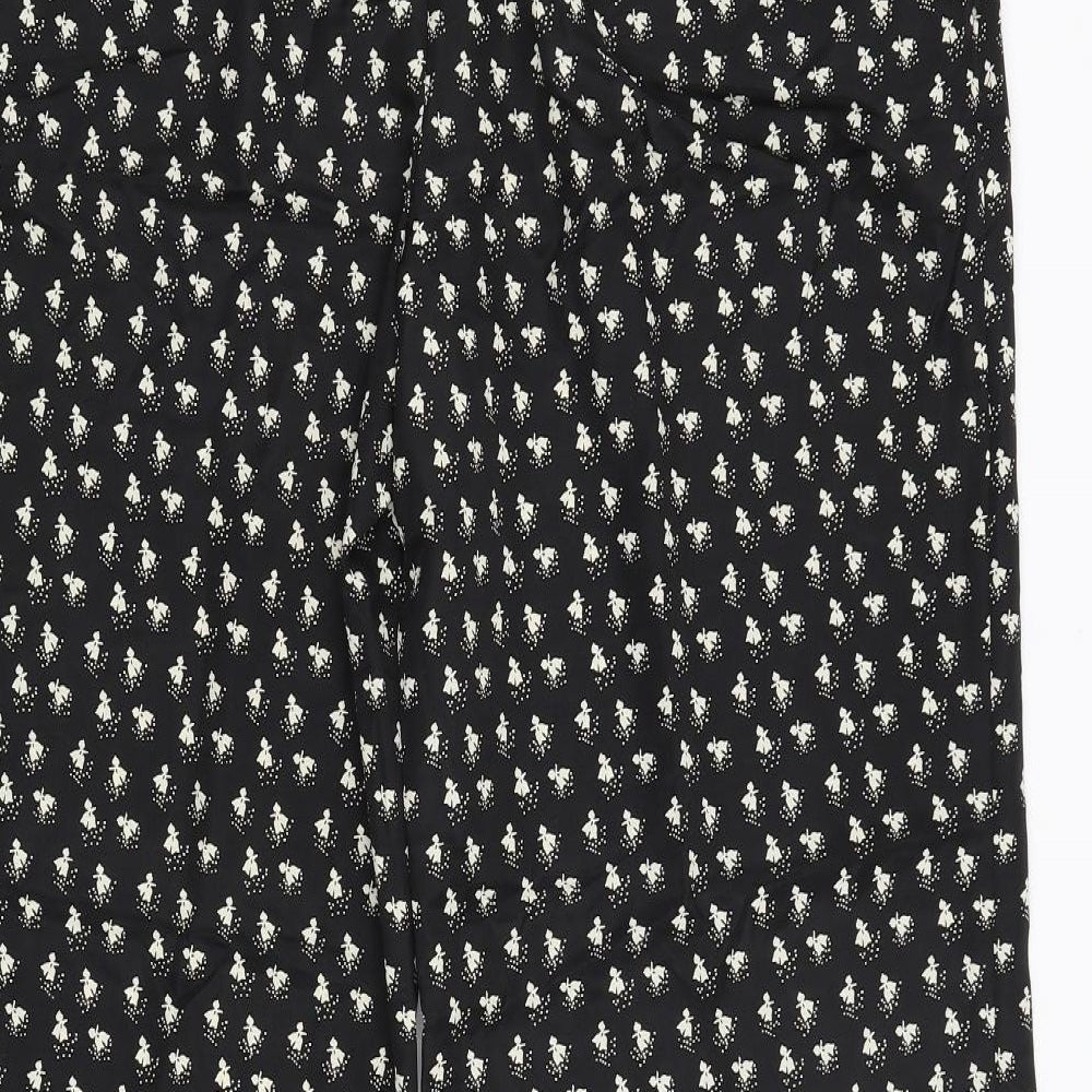 NEXT Womens Black Floral  Trousers  Size 16 L30 in