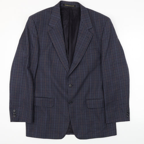 Marks and Spencer  Mens Blue Check  Jacket Blazer Size 40
