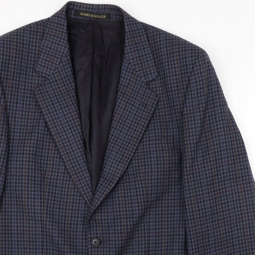 Marks and Spencer  Mens Blue Check  Jacket Blazer Size 40