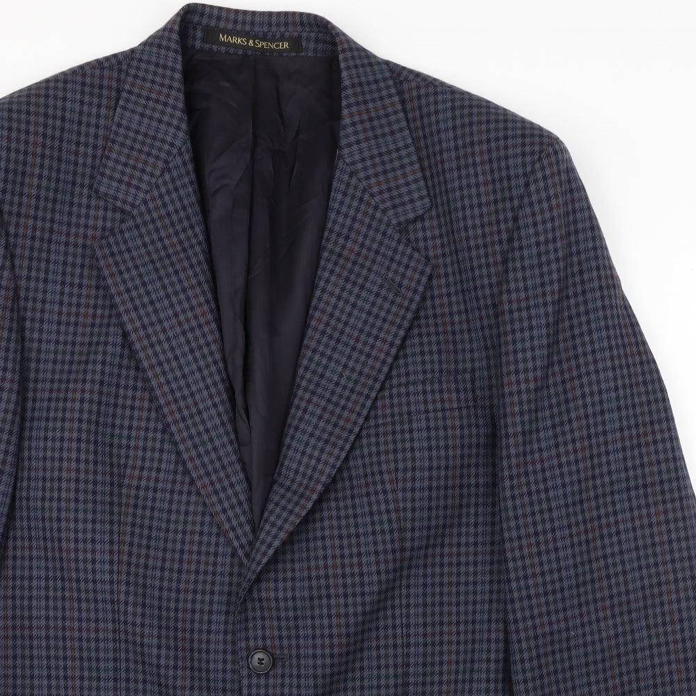 Marks and Spencer  Mens Blue Check  Jacket Blazer Size 40