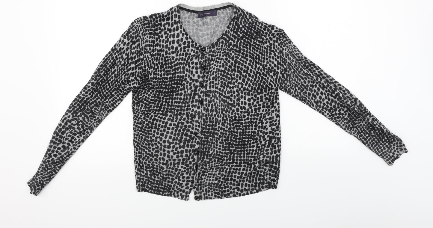 Marks and Spencer  Womens Grey Animal Print  Cardigan Jumper Size 8