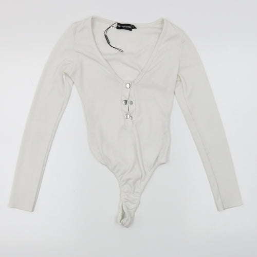 PRETTYLITTLETHING Womens White   Bodysuit One-Piece Size 4