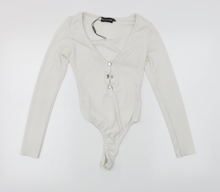 PRETTYLITTLETHING Womens White Bodysuit One-Piece Size 4