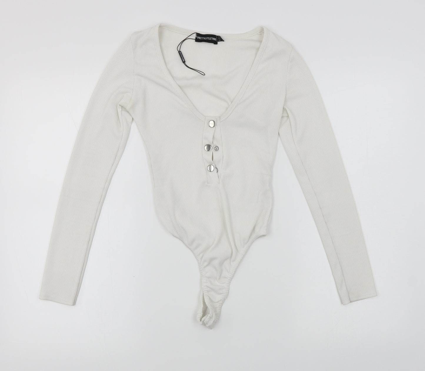 PRETTYLITTLETHING Womens White   Bodysuit One-Piece Size 4