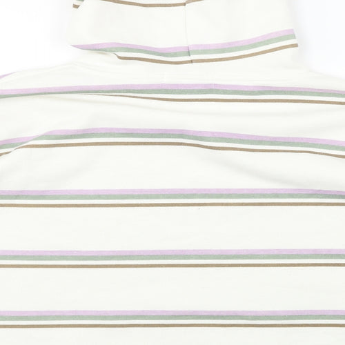 Priamark  Womens White Striped  Pullover Hoodie Size M