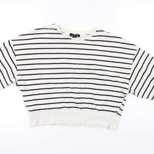 New Look  Womens White Striped  Pullover Jumper Size 12