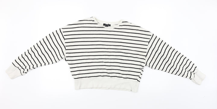 New Look Womens White Striped Pullover Jumper Size 12