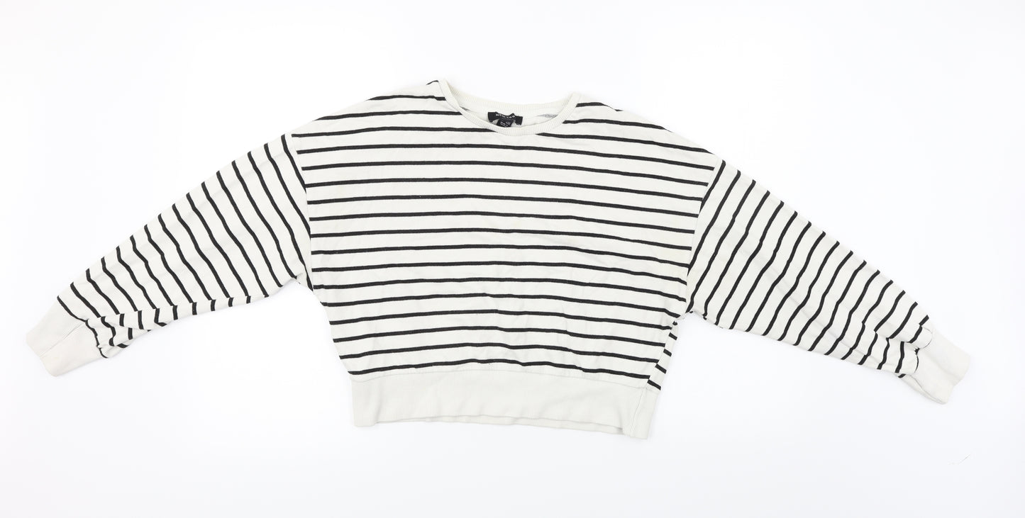New Look  Womens White Striped  Pullover Jumper Size 12