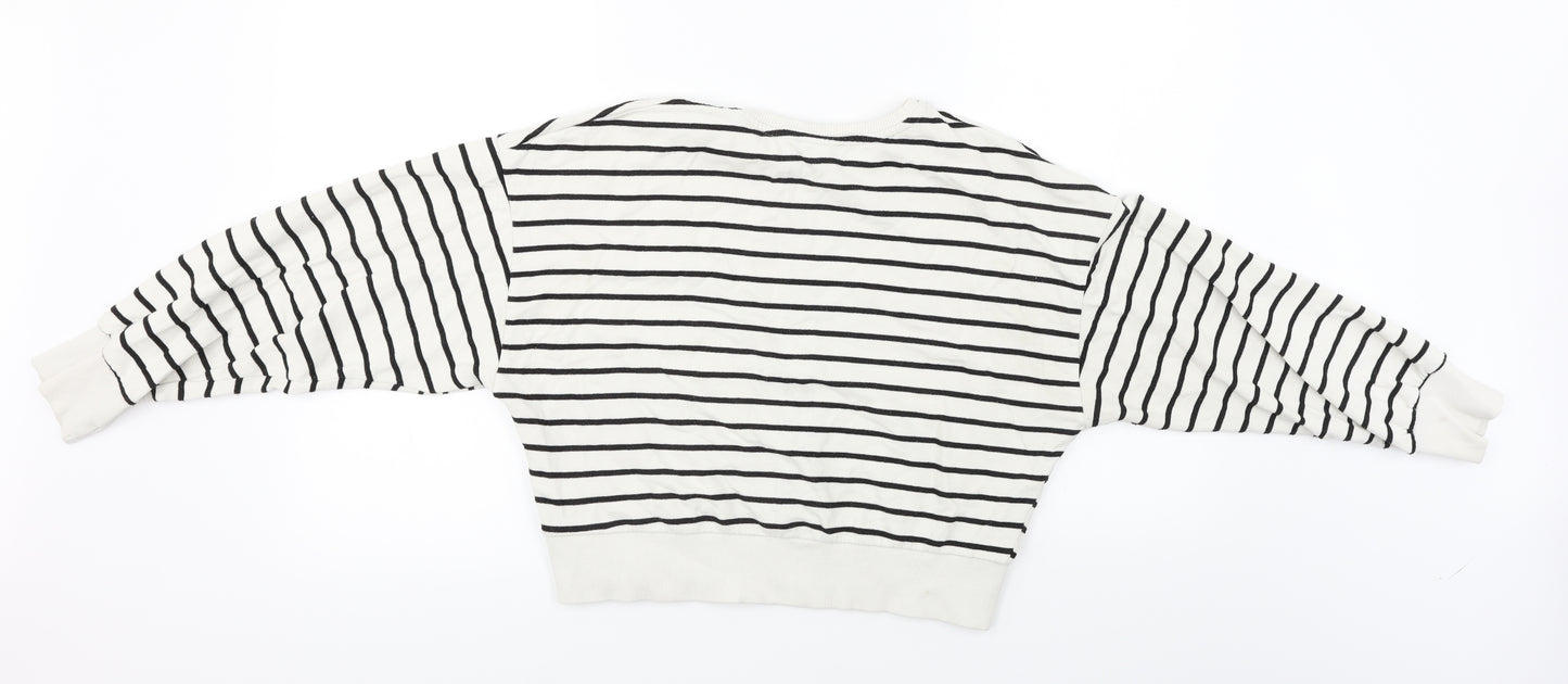 New Look  Womens White Striped  Pullover Jumper Size 12