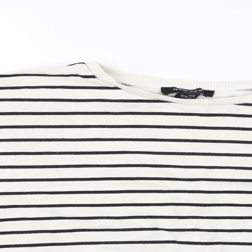 New Look  Womens White Striped  Pullover Jumper Size 12