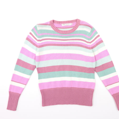 EWM Womens Pink Striped Knit Pullover Jumper Size 14