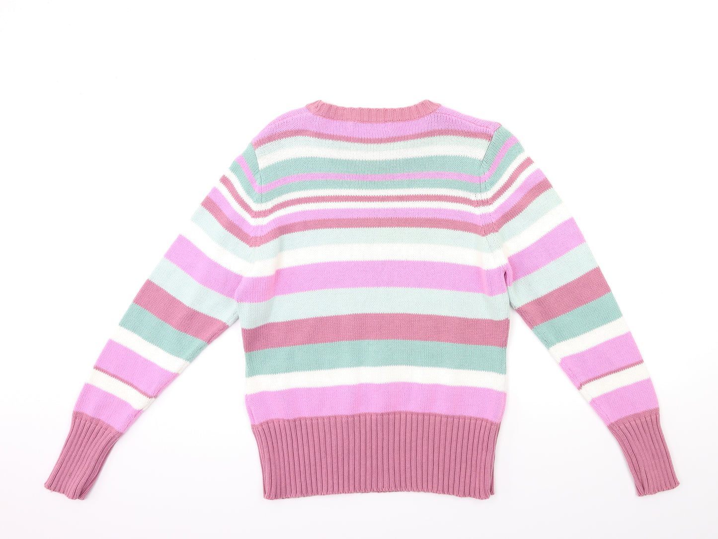 EWM Womens Pink Striped Knit Pullover Jumper Size 14