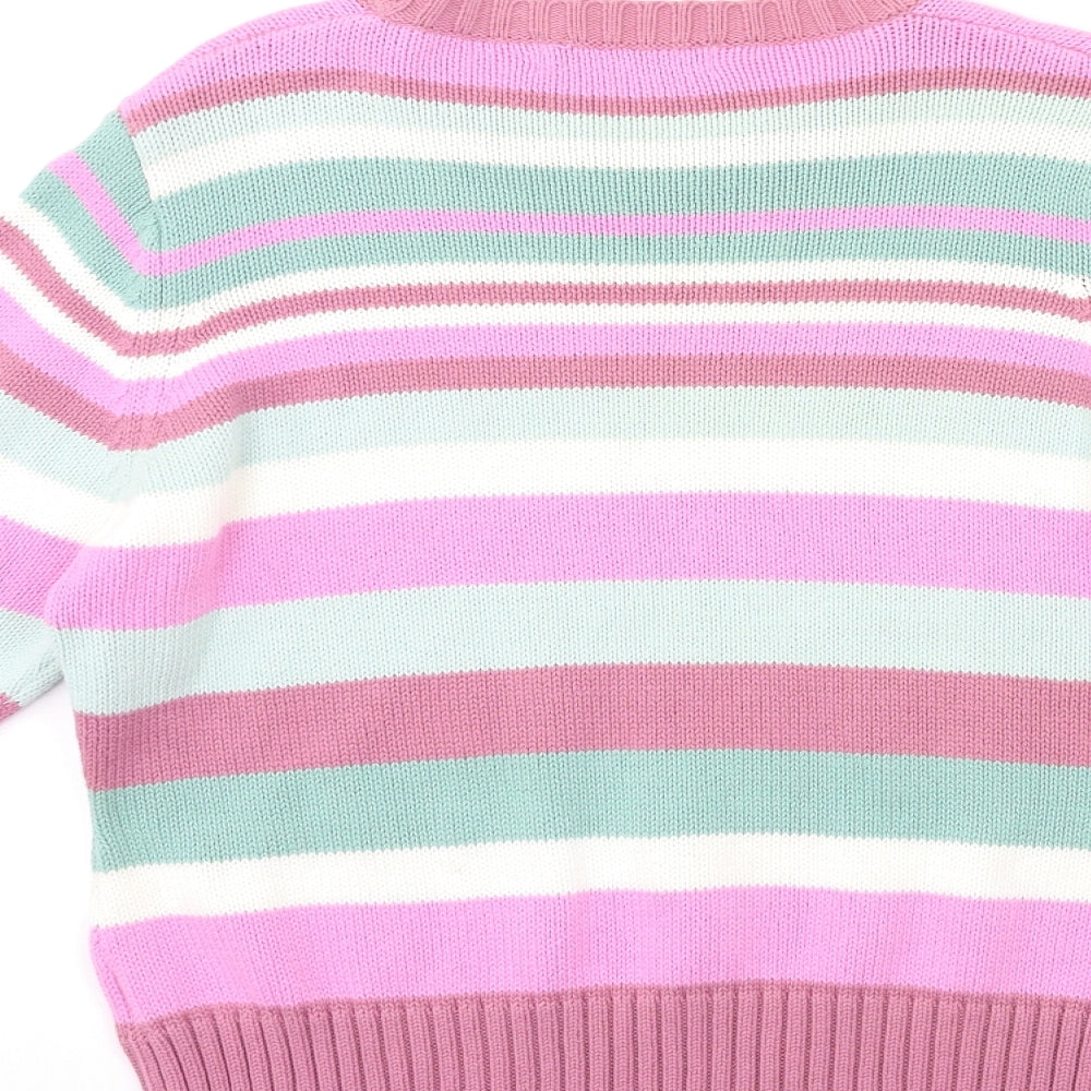 EWM Womens Pink Striped Knit Pullover Jumper Size 14