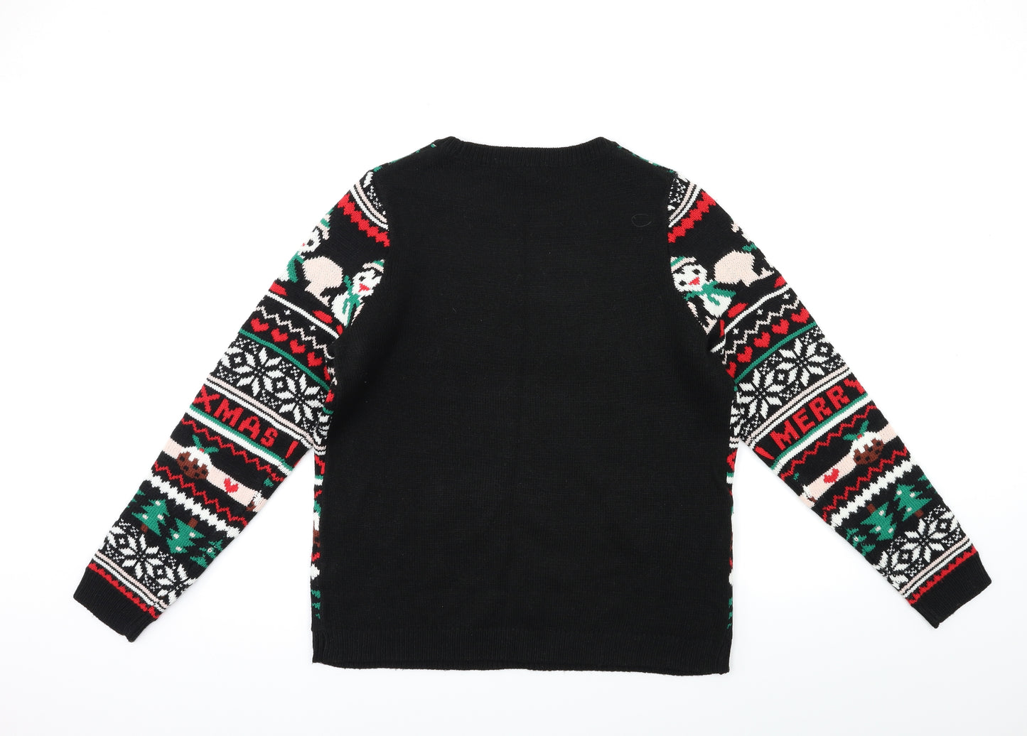 New Look Womens Black Striped Knit Pullover Jumper Size M  - chrismas jumper