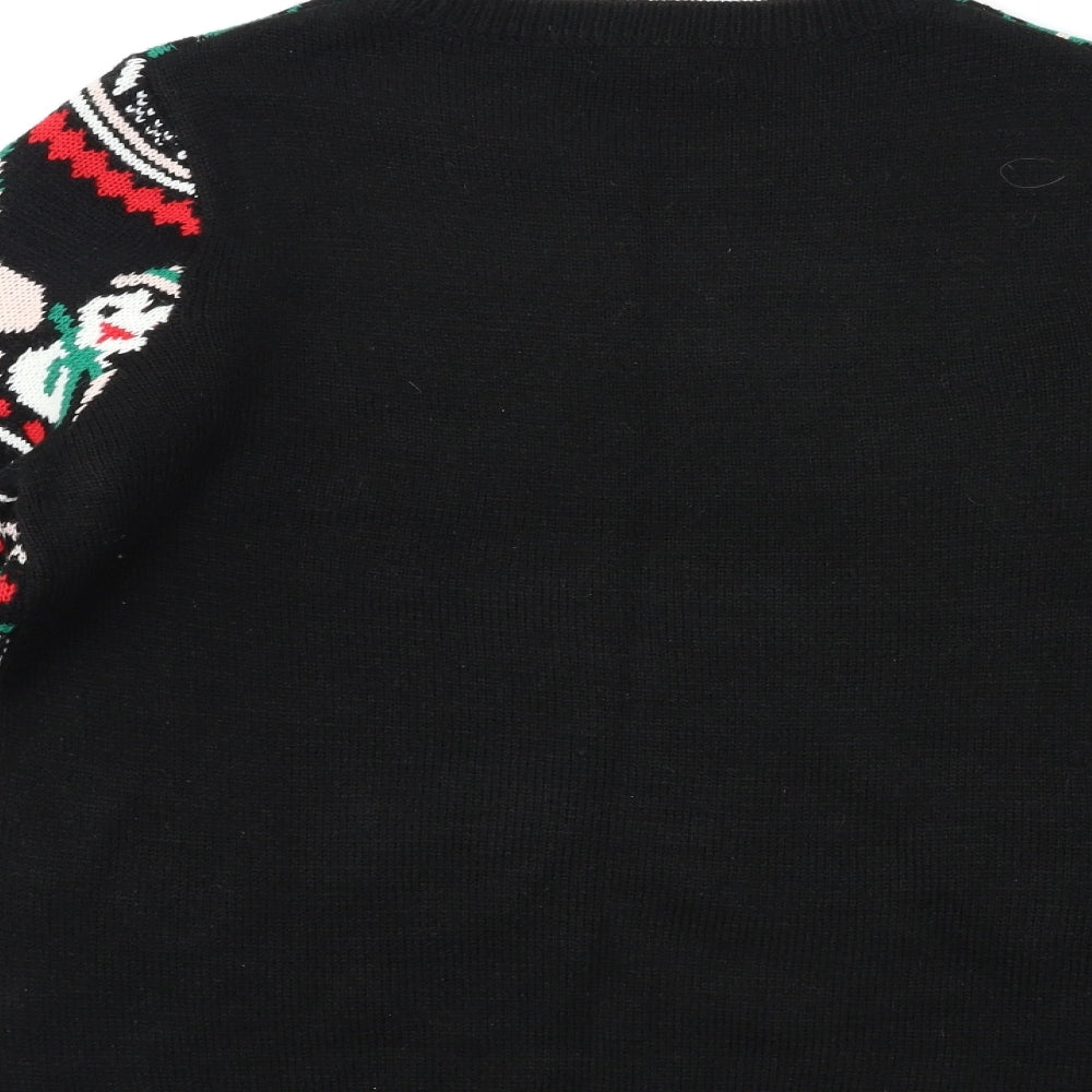 New Look Womens Black Striped Knit Pullover Jumper Size M  - chrismas jumper