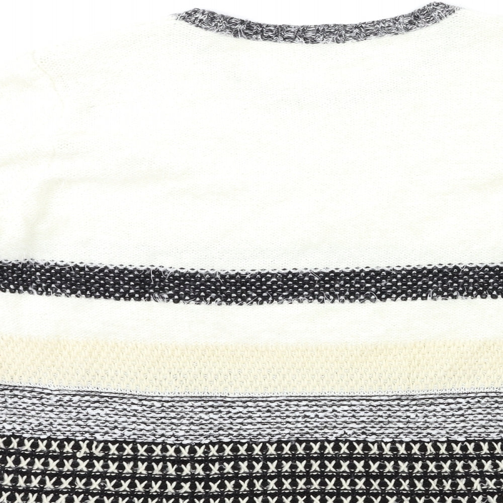 Papaya Womens White Striped Knit Pullover Jumper Size L