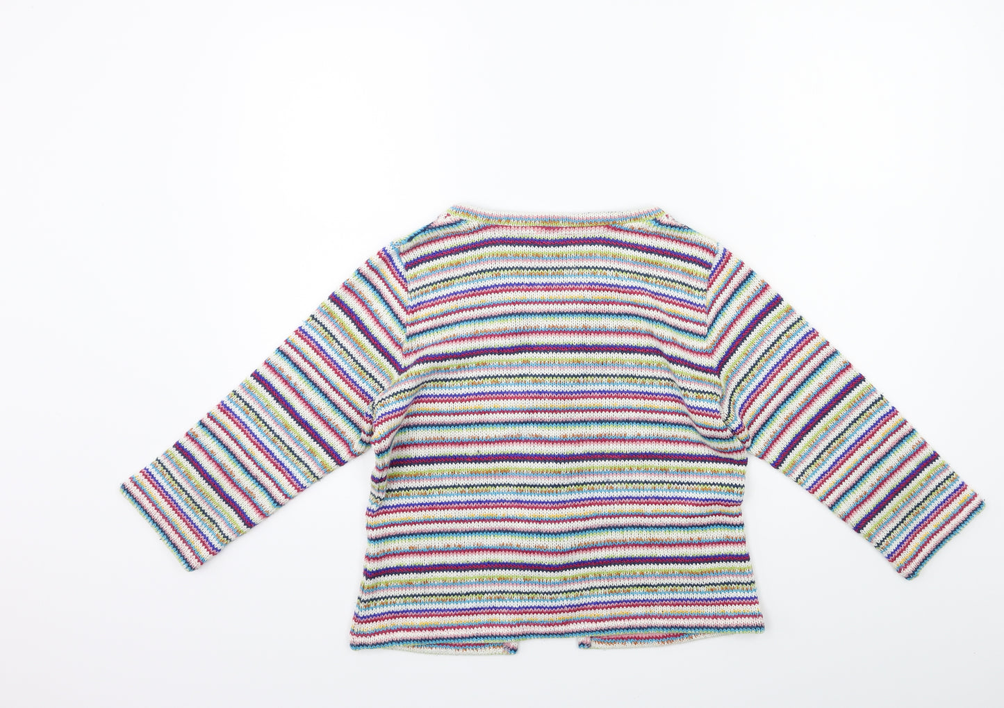 Preworn Womens Multicoloured Striped Knit Cardigan Jumper Size 14
