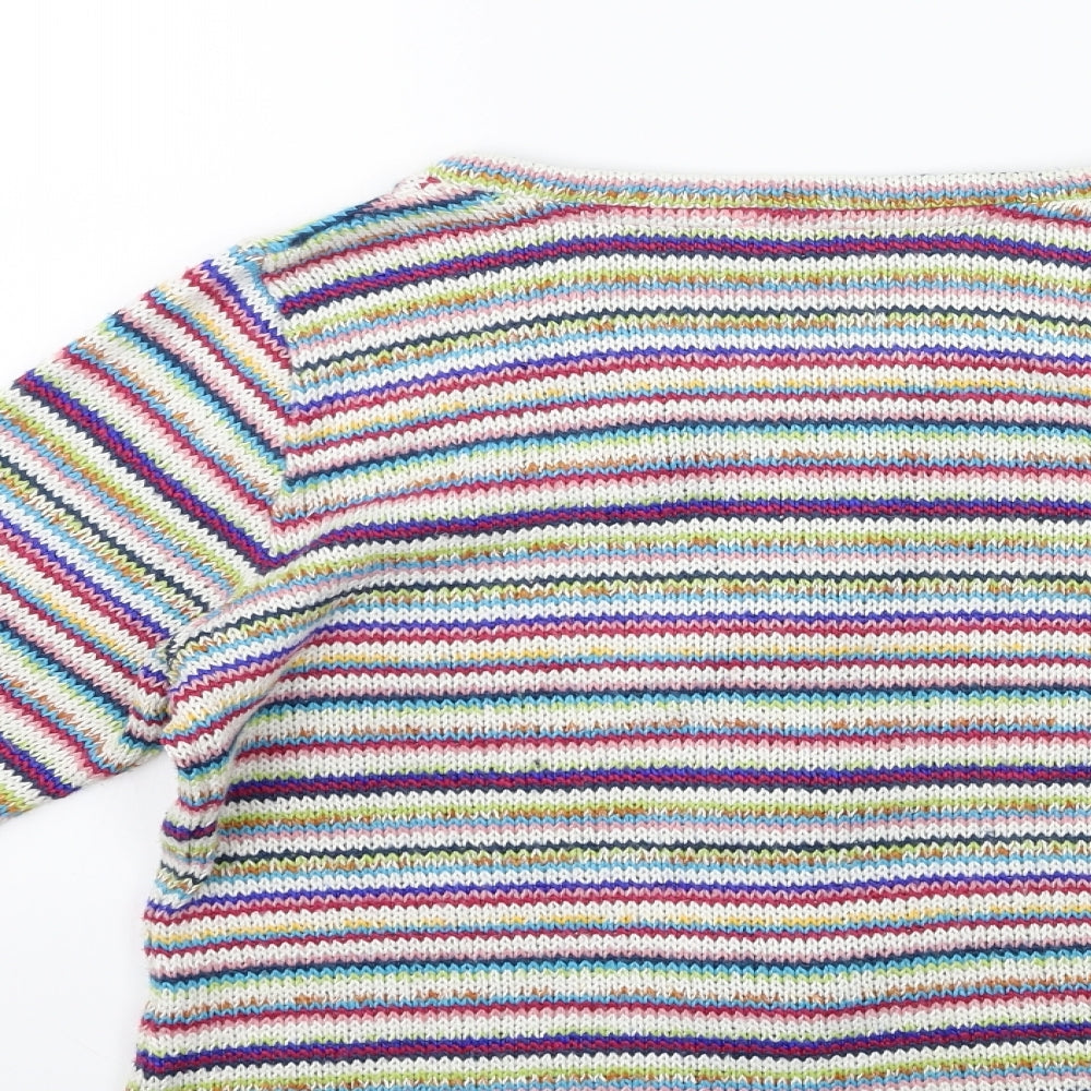 Preworn Womens Multicoloured Striped Knit Cardigan Jumper Size 14