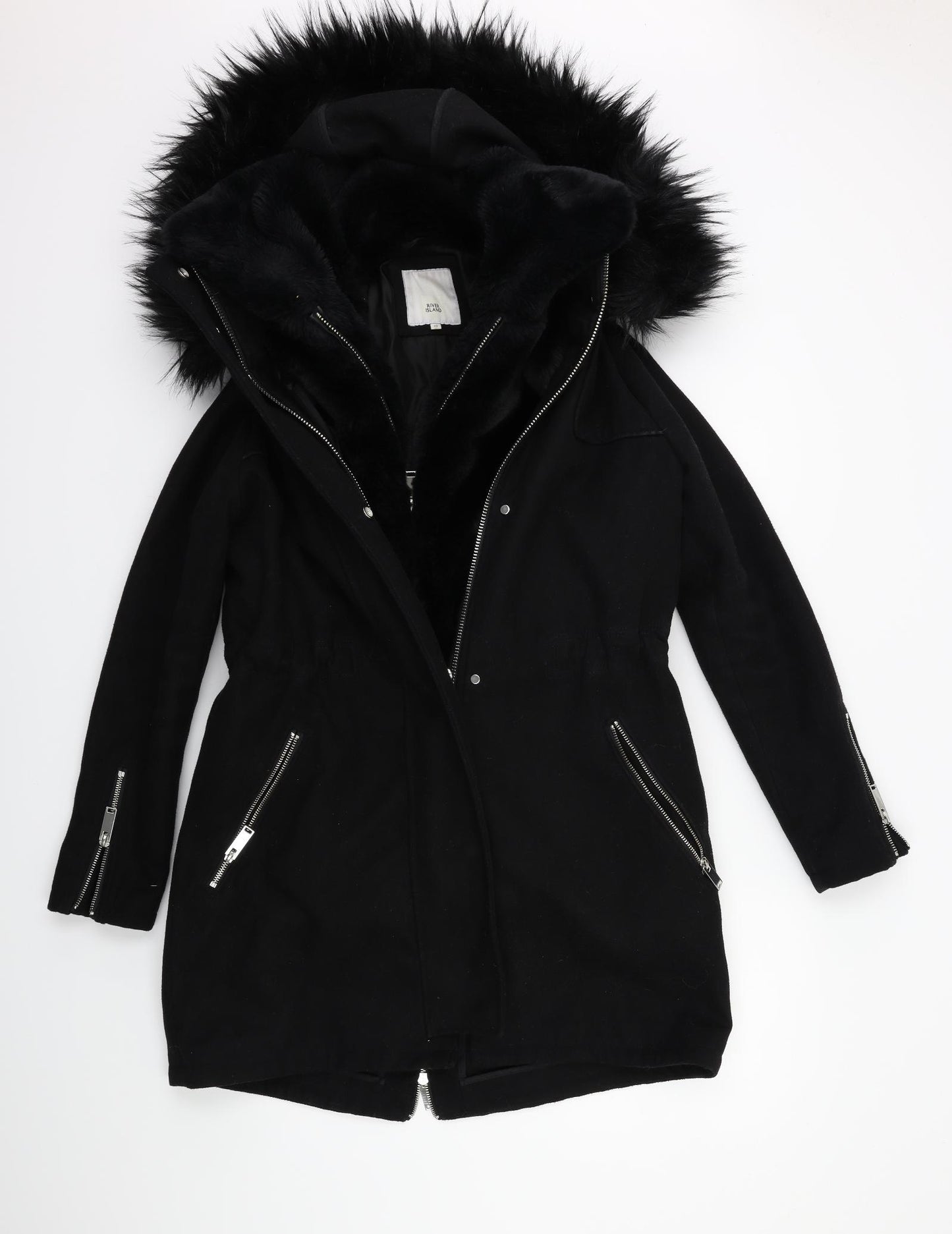 River Island Womens Black   Parka Coat Size 10  - GILET INSIDE
