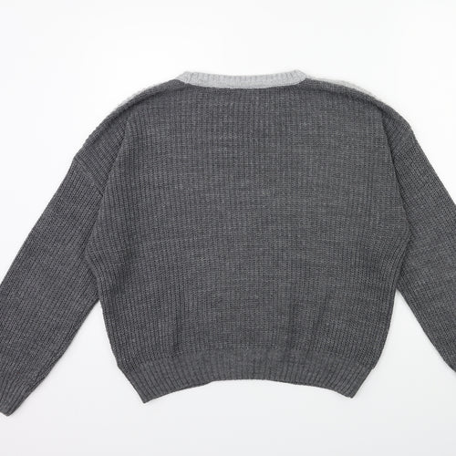 New Look Girls Grey  Knit Pullover Jumper Size 14 Years
