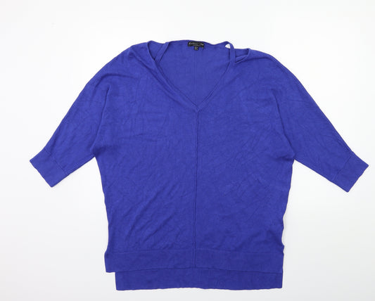 Front view of F&F women’s blue knit jumper, size UK 12