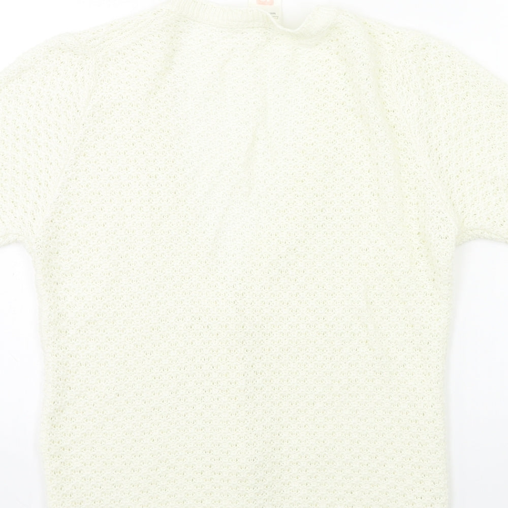 st michael Womens White  Knit Cardigan Jumper Size 10