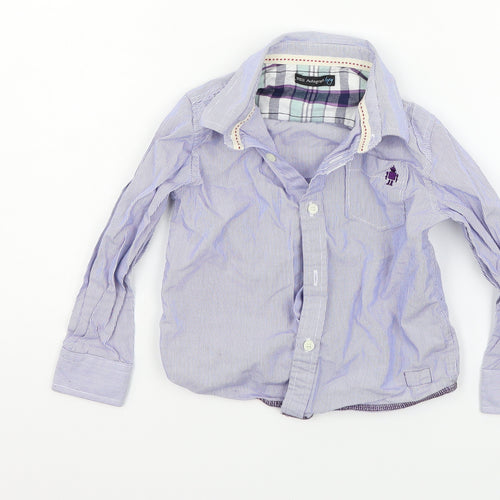Marks and Spencer Boys Blue Striped  Basic Button-Up Size 3-4 Years