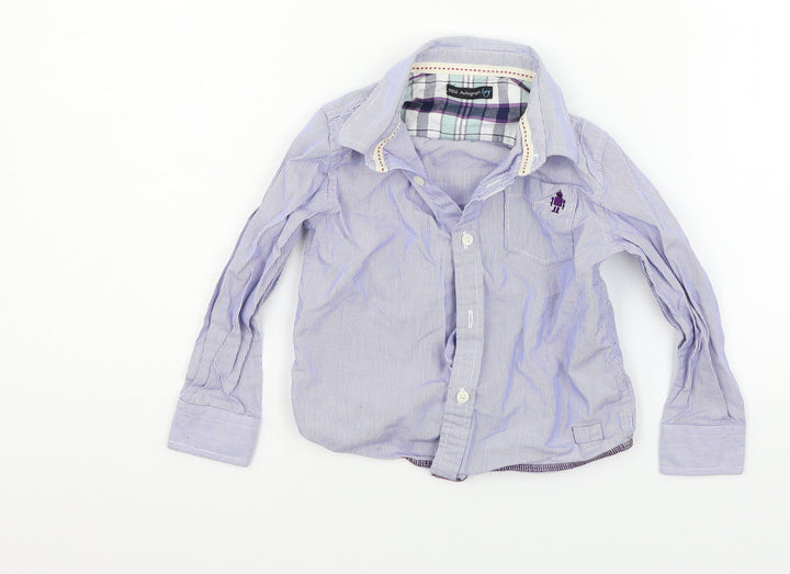 Marks and Spencer Boys Blue Striped Basic Button-Up Size 3-4 Years