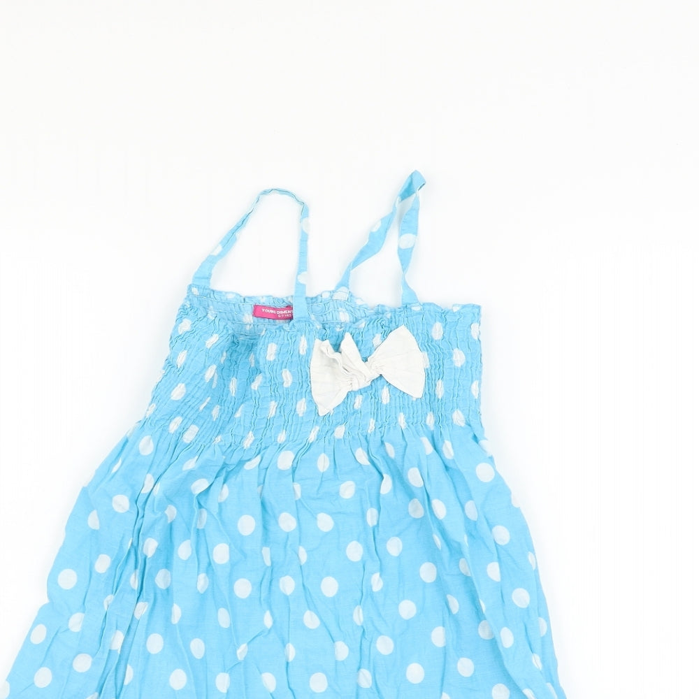 Young Dimension Girls Blue Polka Dot  Fit & Flare  Size 6-7 Years