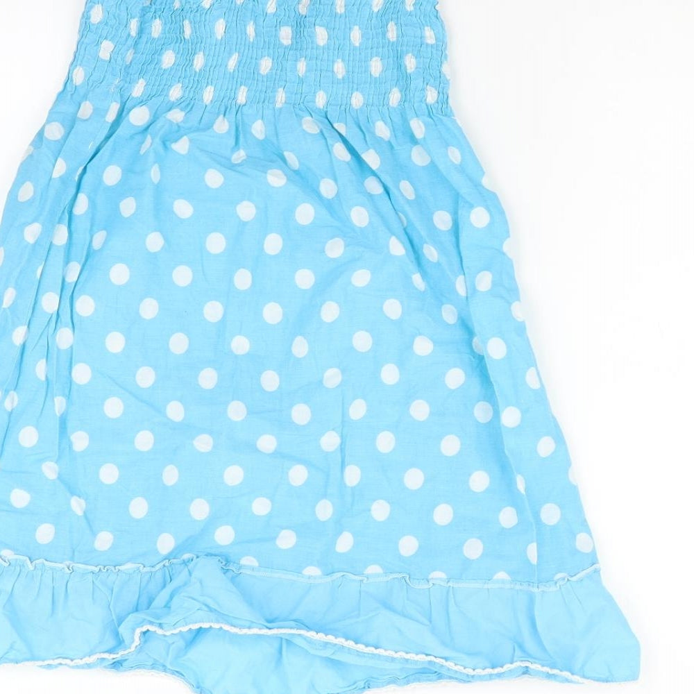 Young Dimension Girls Blue Polka Dot  Fit & Flare  Size 6-7 Years