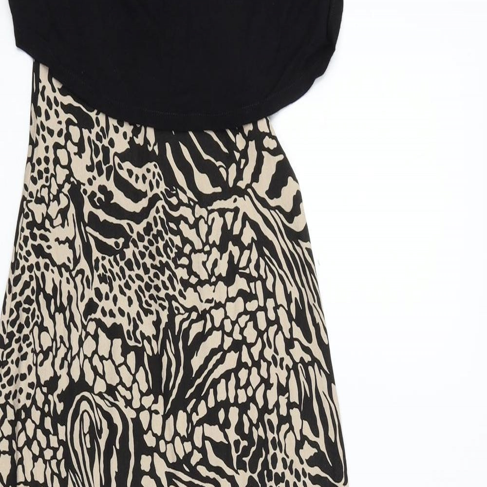 Jane Norman Womens Beige Animal Print  Fit & Flare  Size 10