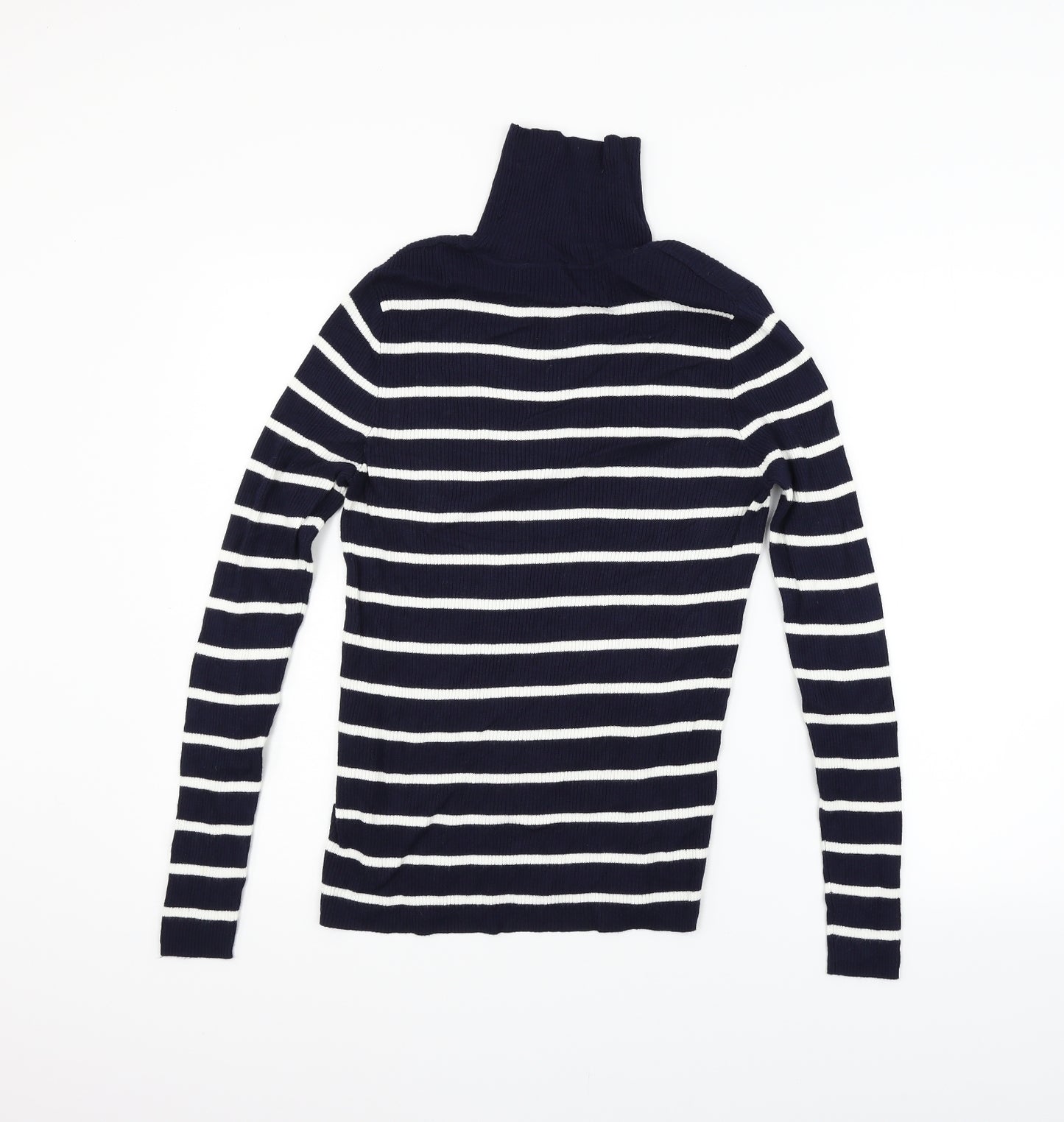 Marks and Spencer Womens Blue Striped  Henley Jumper Size 14