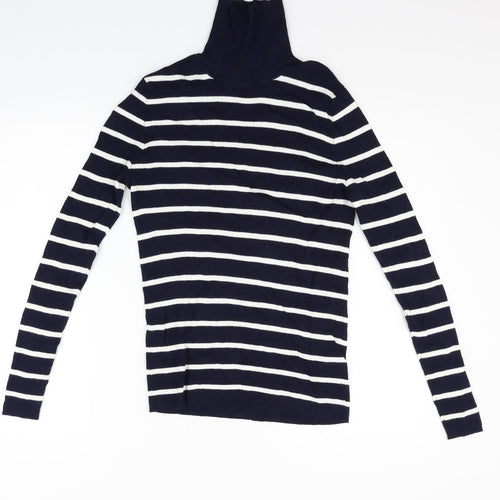 Marks and Spencer Womens Blue Striped  Henley Jumper Size 14