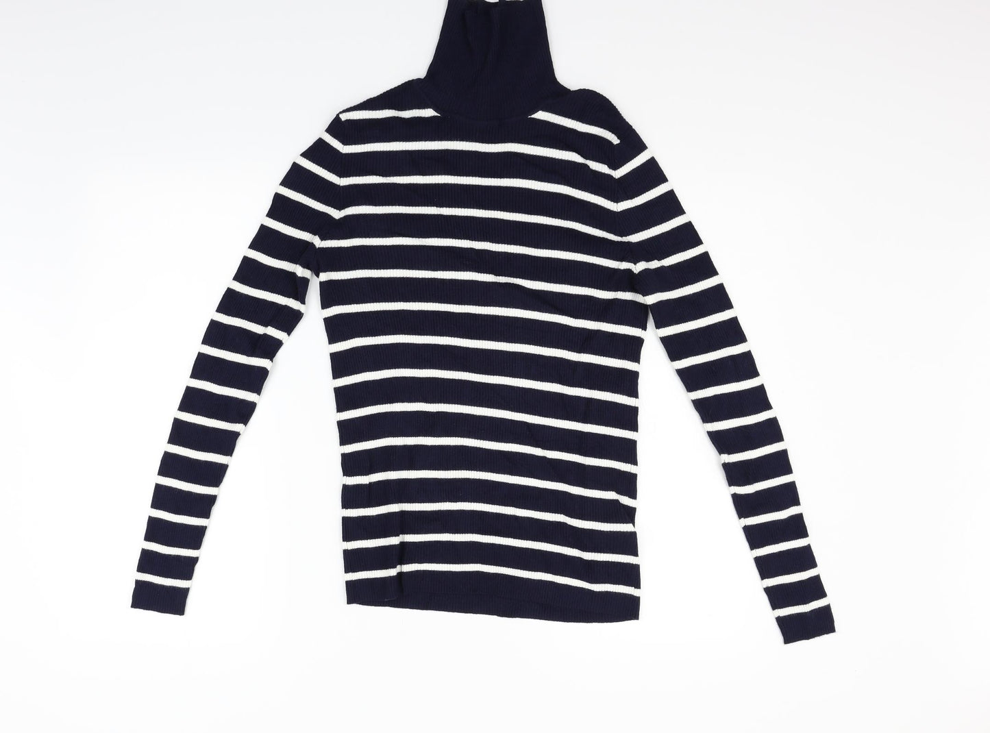 Marks and Spencer Womens Blue Striped  Henley Jumper Size 14