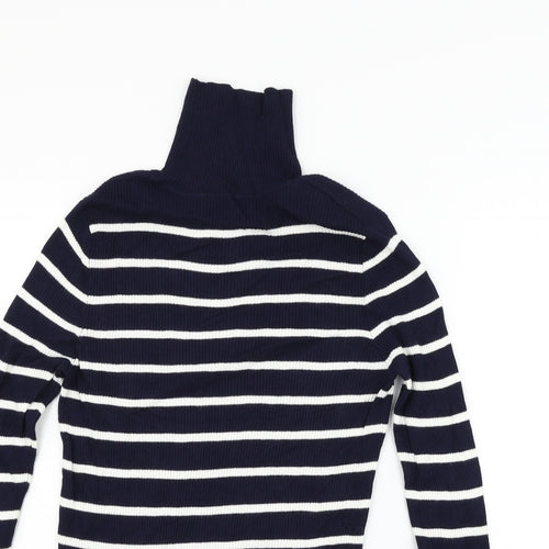 Marks and Spencer Womens Blue Striped  Henley Jumper Size 14