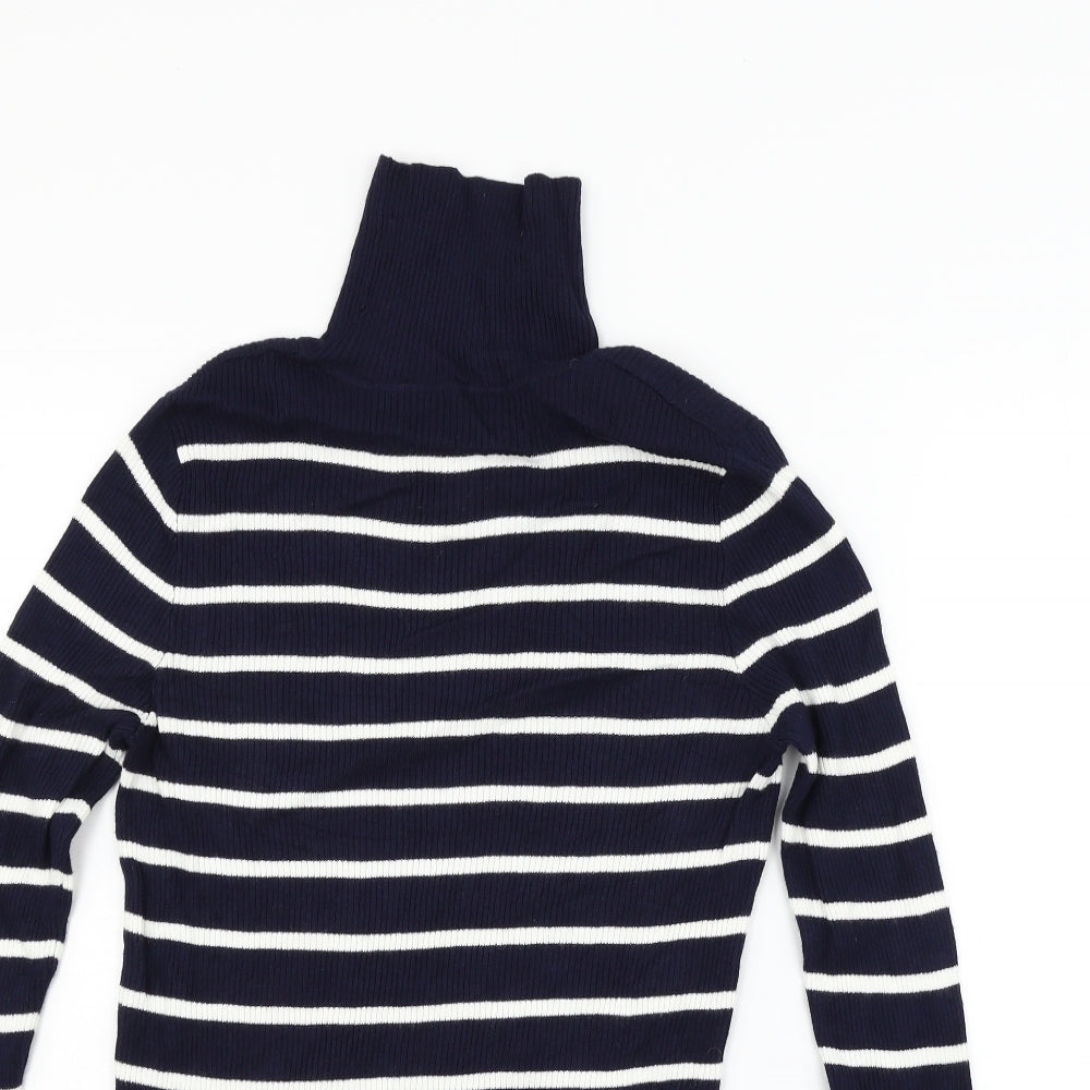 Marks and Spencer Womens Blue Striped  Henley Jumper Size 14