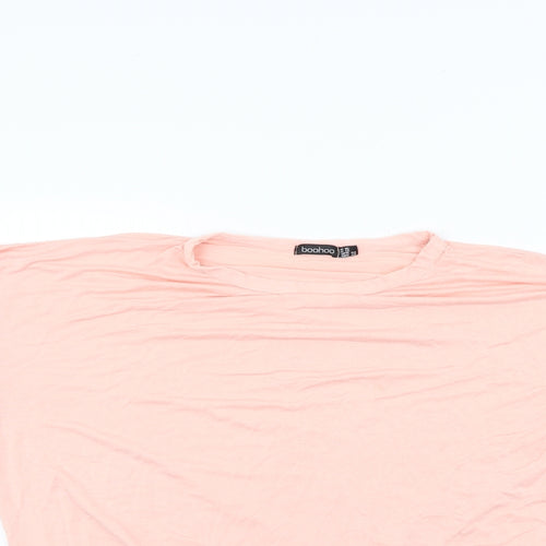 Boohoo Womens Pink Houndstooth  Basic Polo Size 16